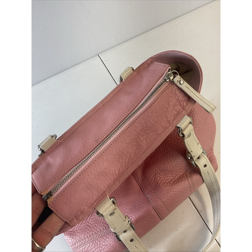 Vtg Coach‎ Hamilton Pebbled Leather Book Tote Shoulder Handbag Purse Pink Cream - Picture 9 of 12